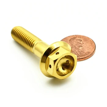 

Titanium Bolt for Motorcycle Modify Screw M8 x15/20/25/30/35/40/45/50mm Racing hexagonal Ti Bolts with Hole Flange Head Gold Color Ti Screws Ti Fasteners 1 Piece Tornillo hexagonal de titanio