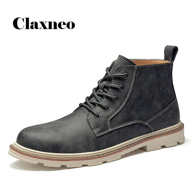

CLAXNEO Man Boots Fashion Casual Leather Shoes Male Work Boot Design Walking Footwear clax Men's Winter Shoe Fur Warm