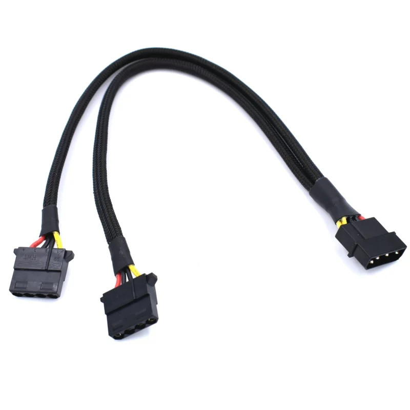 18AWG Molex 4 Pin папа к двойному Женский IDE разъемы питания с рукавами Y сплиттер