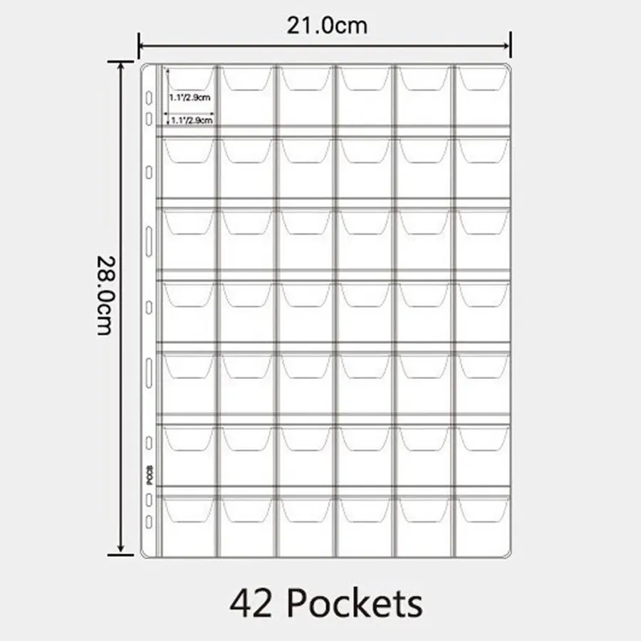 Coins Album Pages 42 Pocket Album Sleeves Pages Postage Stamp tokens Commemorative Coin medallions badges Collection 10PCS/Lot