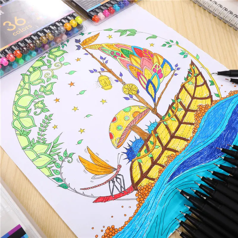 0.4mm Micron Liner Marker Pens 60/48 Colors Fineliner Color Pen Water Based Assorted Ink For Painting School Office Art Supplies