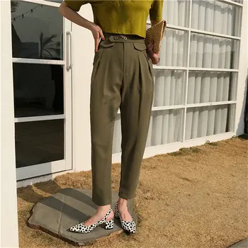 

Hot Sale Streetwear High Waist Trousers Loose Large Size 2020 Slender Casual All Match Solid Women Brief Pencil Pants