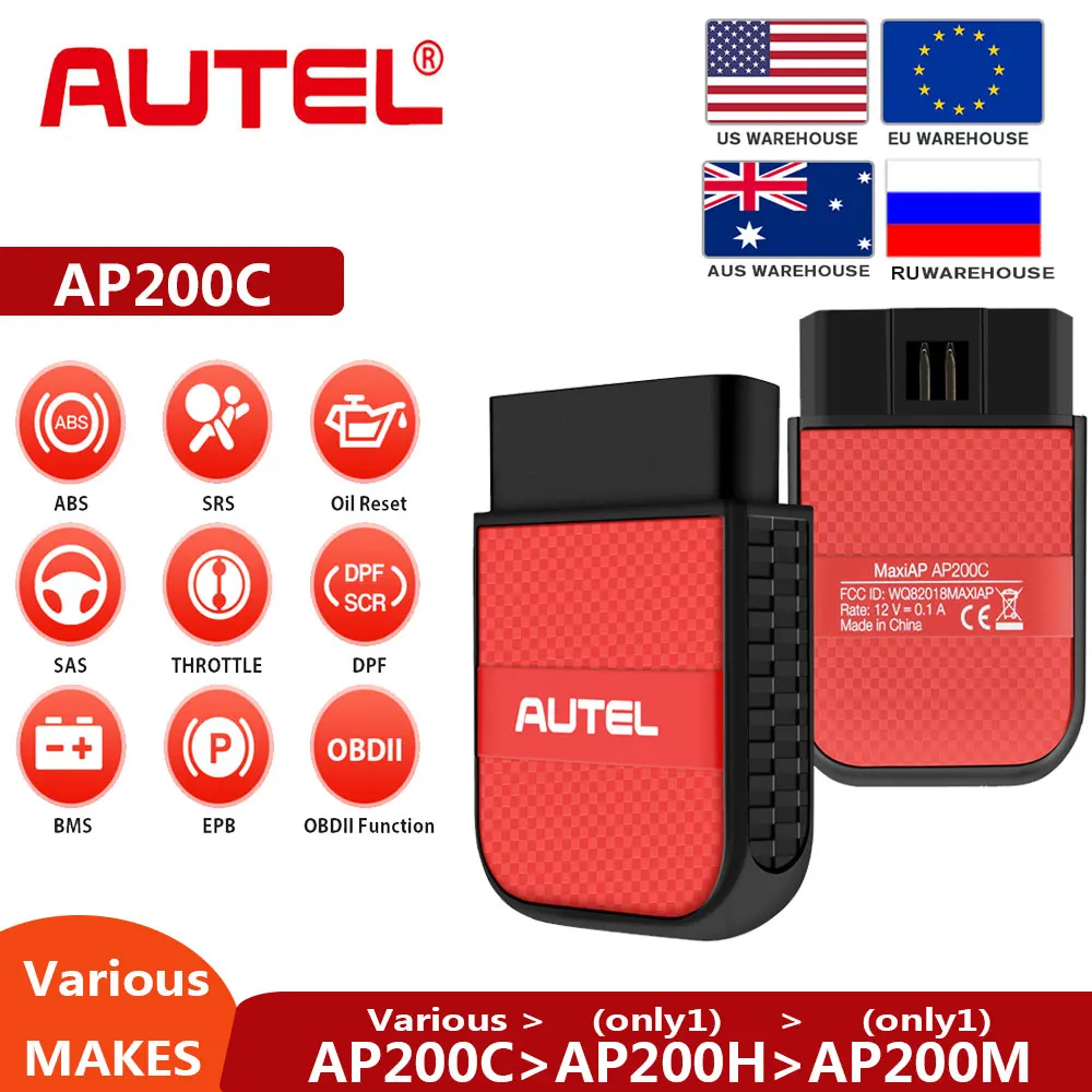 Autel AP200C Bluetooth OBD2 Scanner Automotivo Code Reader OBD 2 TPMS Code Reader Car Diagnostic Tool better than AP200 & AP200M