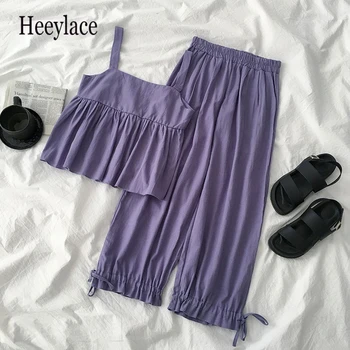 

women korean two piece set Summer crop top and pant set sweat tracksuits women set 2020 biker shorts set women clothes