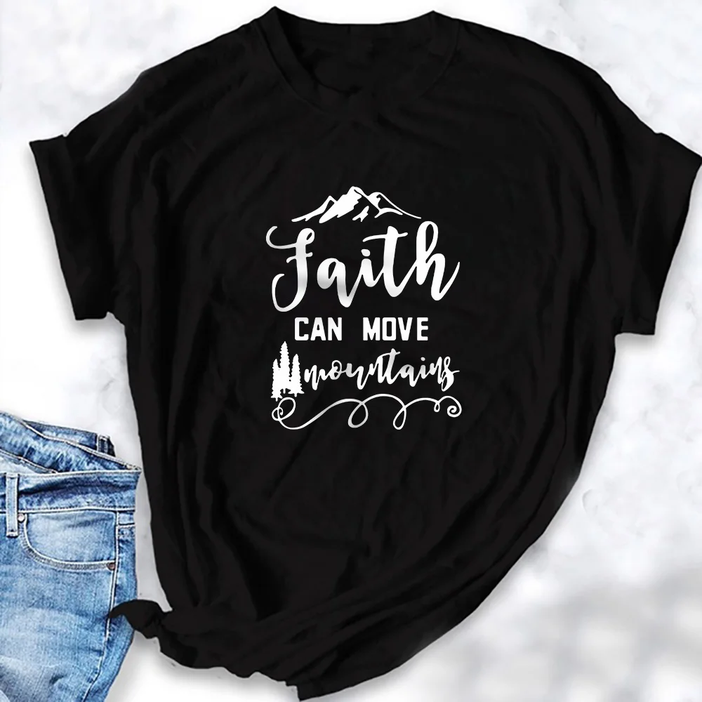 2QIMU Faith Can Move govers футболка модная женская вдохновляющая Религиозная Христианская Футболка Топ Повседневная графическая хипстерская хлопковая футболка
