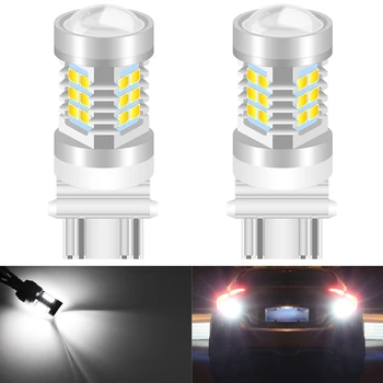 

2pcs Led 3157 P27/7W P27 7W 3156 DRL Parking Brake Tail Lamp Turn Signal Backup Reverse Light Car Lights 6000K White Automobile