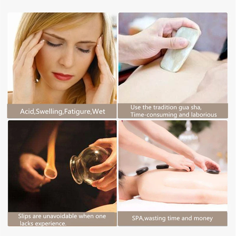 Gua Sha Machine Massage Tool Set TuiNa Cupping Instrument Electric GuaSha Massage Oil Household Beauty Instrument Meridian Brush