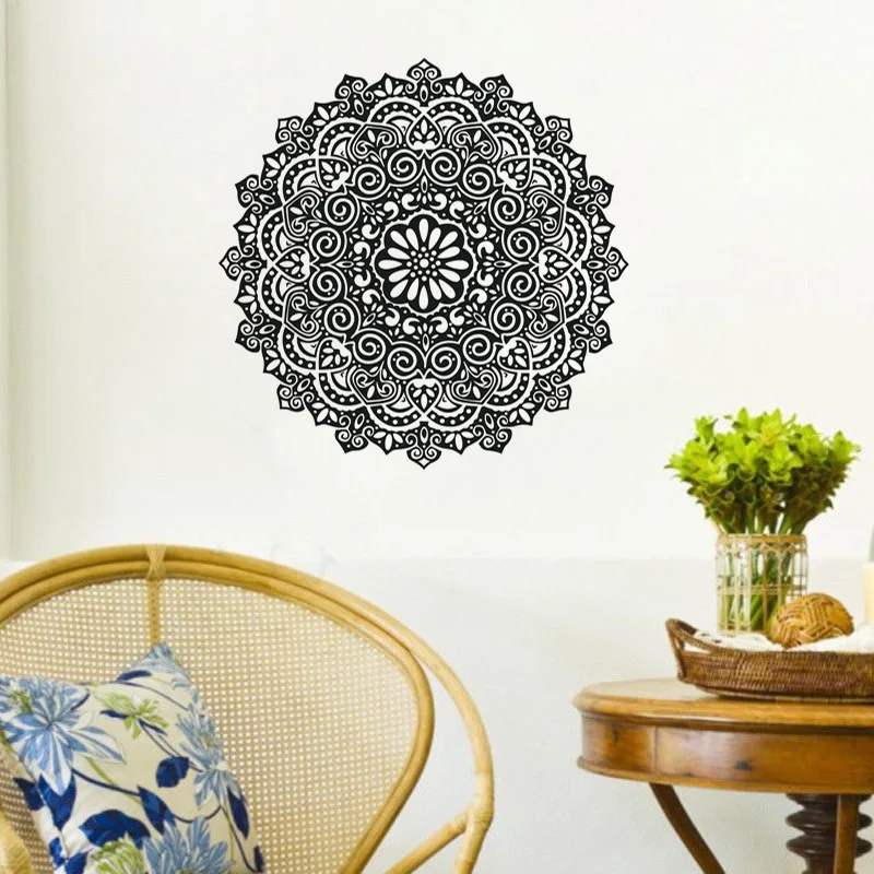 

Indian Mandala Pattern Wall Decals For Living Room Removable Vinyl Art Sticker Flower Home Decor