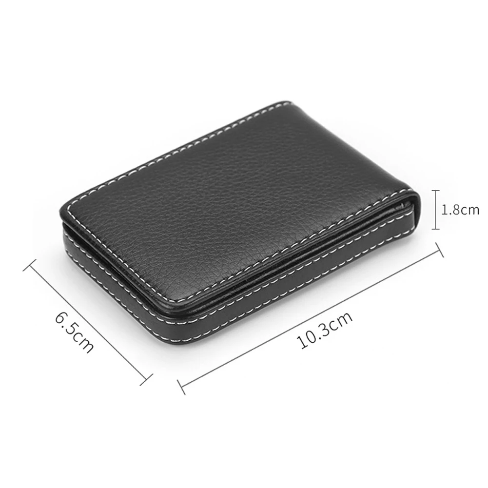 Pocket Wear Resistant Gift Push Type Business Card Holder Fashion Large Capacity With Magnetic Shut Case PU Leather Multipurpose
