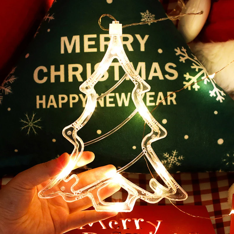 Светодиодный Рождественский светильник в виде лося, декоративный светильник на присоске, праздничная лампа на батарейках, светильник ing для дома, рождественское, новогоднее, художественное украшение