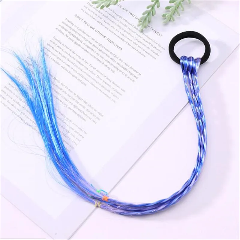 Ободок для девочек, крученая плетеная веревка, простая резинка, аксессуары для волос, Детский парик, веревка, инструменты для плетения волос, головной убор, косичка, парик - Color: Blue