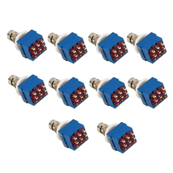 

10Pcs 3Pdt 9 Pins Box Stomp Guitar Effect Pedal Foot Switch True Bypass Metal Silver+Blue