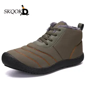 

Unisex Snow Boots Men and Women Winter Shoes with Fur Breathable Oxford Fabric Non-Slip Rubber Sole Large Size Botas De Hombre