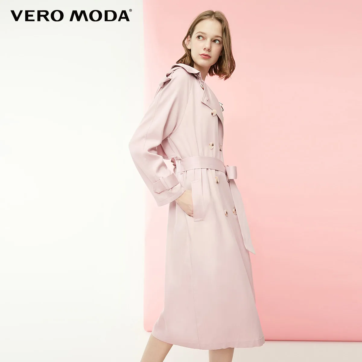 Vero Moda женский двубортный Тренч с капюшоном | 319121525 - Цвет: Lt. pale ling flower