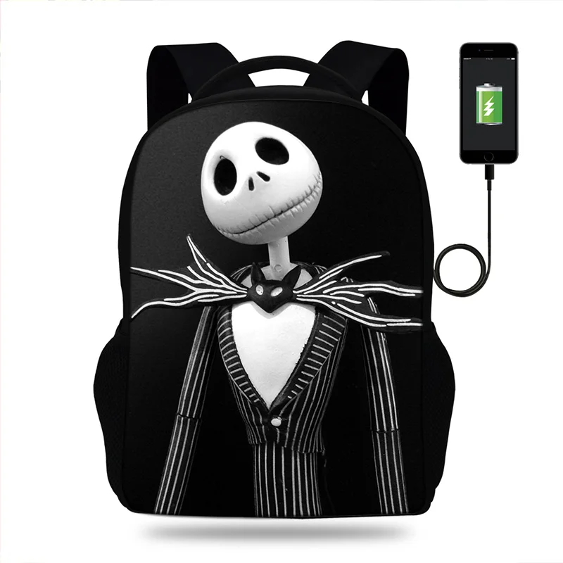 Рюкзак с USB зарядкой для мальчиков и девочек школьный ранец Кошмар перед