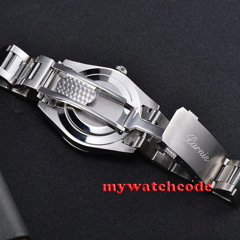 Parnis 40mm black dial GMT Mechanical Watch Sapphire glass automatic mens watch high quality super luminous Relogio Masculino