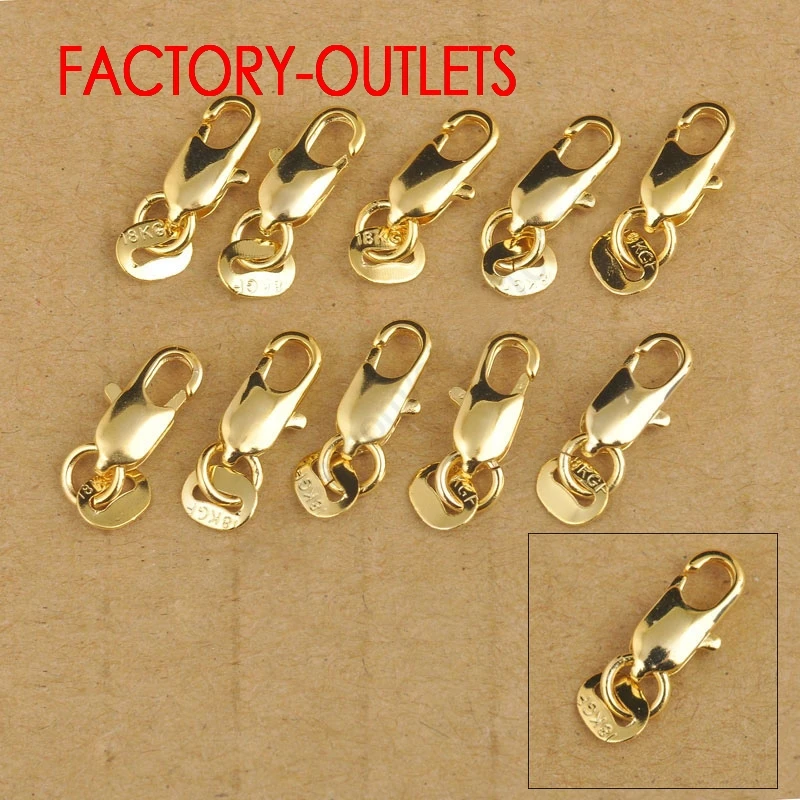 Wholesale 10PCS Jewelry Findings 18K Yellow Gold Filled Lobster Clasps 18K GF 