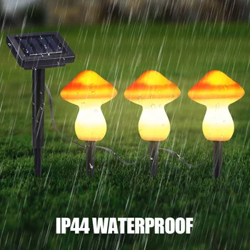 

1 Set Three Mini Mushroom Shape Light Waterproof 9leds Solar Energy Mushroom String Light Lamp For Garden Party Decoration