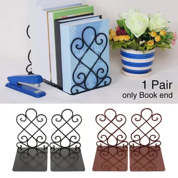 

1pair School Holder Book End Support Documents Home Office Stationery Kids Iron Stand Thick Storage Desktop Organizer Shelf