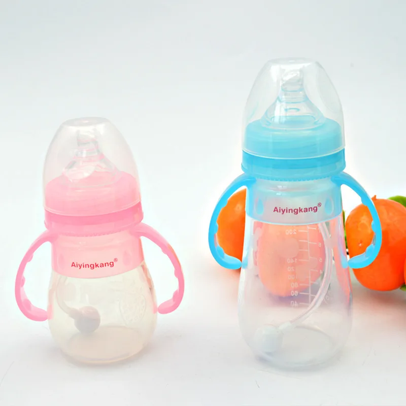 

[Factory Price] Baby Sport Shatter-resistant Soft Silicone Feeding Bottle with Handle Wide Mouth Straw Feeding Bottle 120/240 Ml