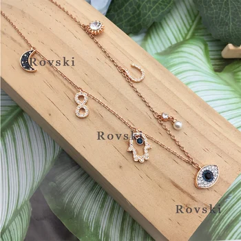 

Original SWA New 5497064-SYMBOLIC Hamsa Hand Devil's Eye Necklace Dance Party Wedding Jewelry Woman Jewelry Gift Free Shipping