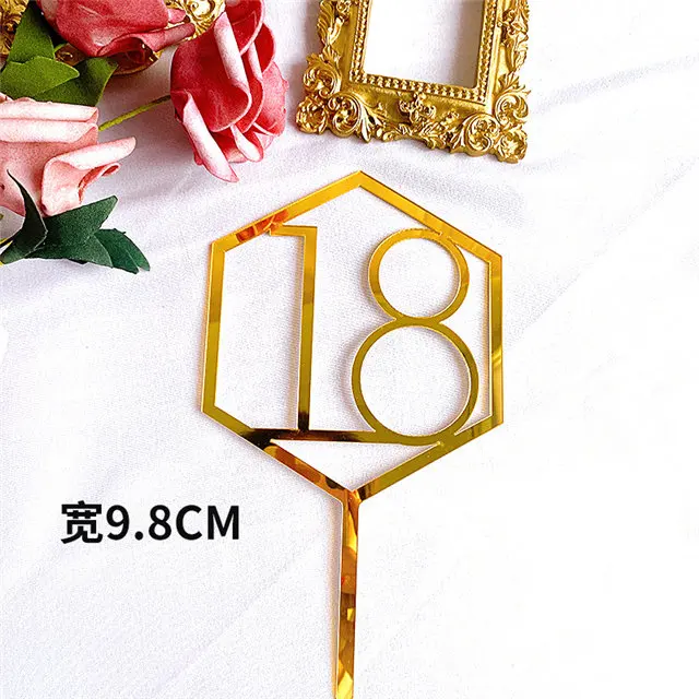 Palasasa Topo de bolo Hello 18 em ouro rosa - Decoração de bolo de festa de 18  anos / Decoração de festa de casamento/topo de bolo de aniversário (18)