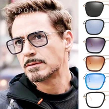 CAPONI, модные солнцезащитные очки с изображением Железного человека, Тони Старка, квадратные, фирменный дизайн, оттенки для мужчин, паровые, в стиле панк, стильные трендовые очки для женщин, CP66218