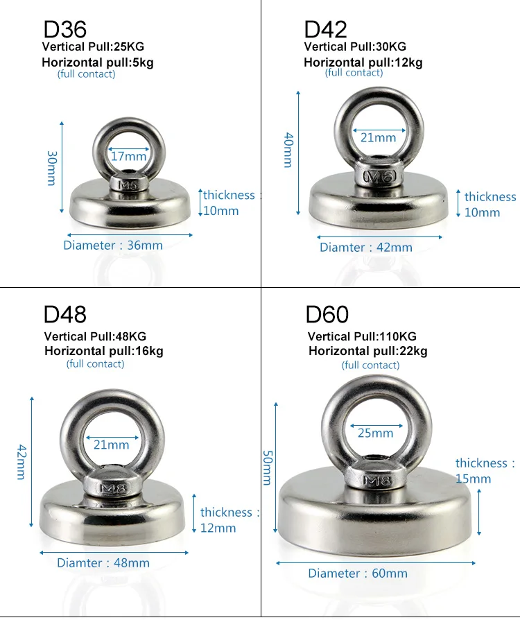 30 кг-150 кг тяговое неодимовый магнит супер сильный магнит спасательное Рыбалка постоянный долговечность магнита. Подарок 10 метров веревка