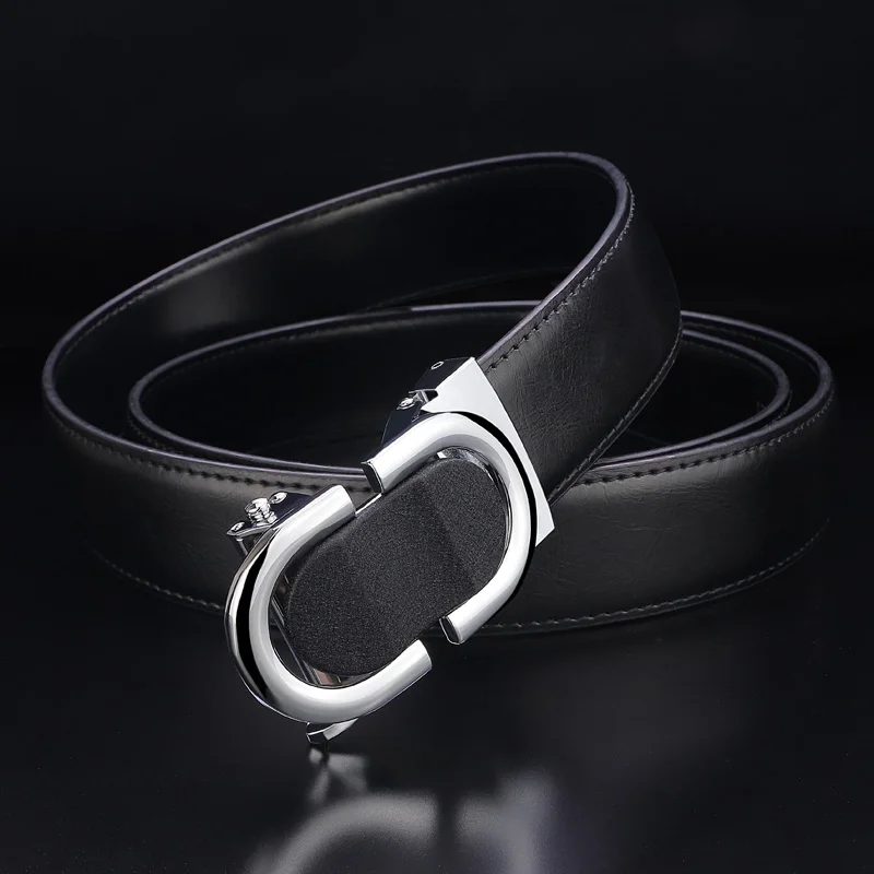 Black Silver-buckle Высококачественный мужской ремень с автоматической пряжкой, дизайнерский роскошный бренд, Модный повседневный ремень из воловьей кожи, деловой ремень ceinture homme, черный пояс - Цвет: Black Silver-buckle