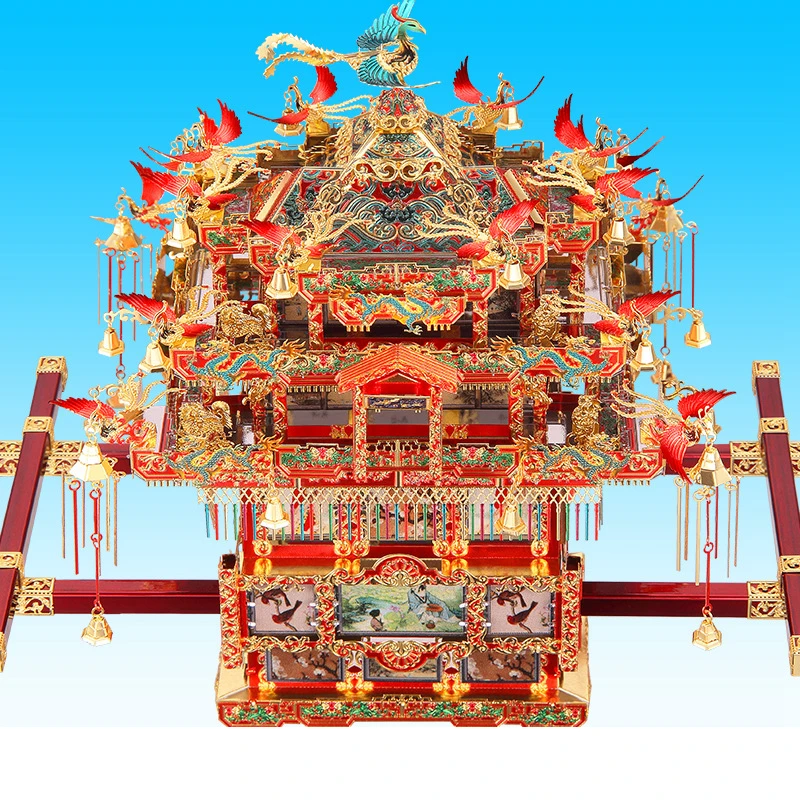 

DIY Handmade 3D Puzzle Metal Assembled Model Chinese Phoenix Crown Sedan Handcrafts High Difficulty DIY Toys Kids Girl Gift