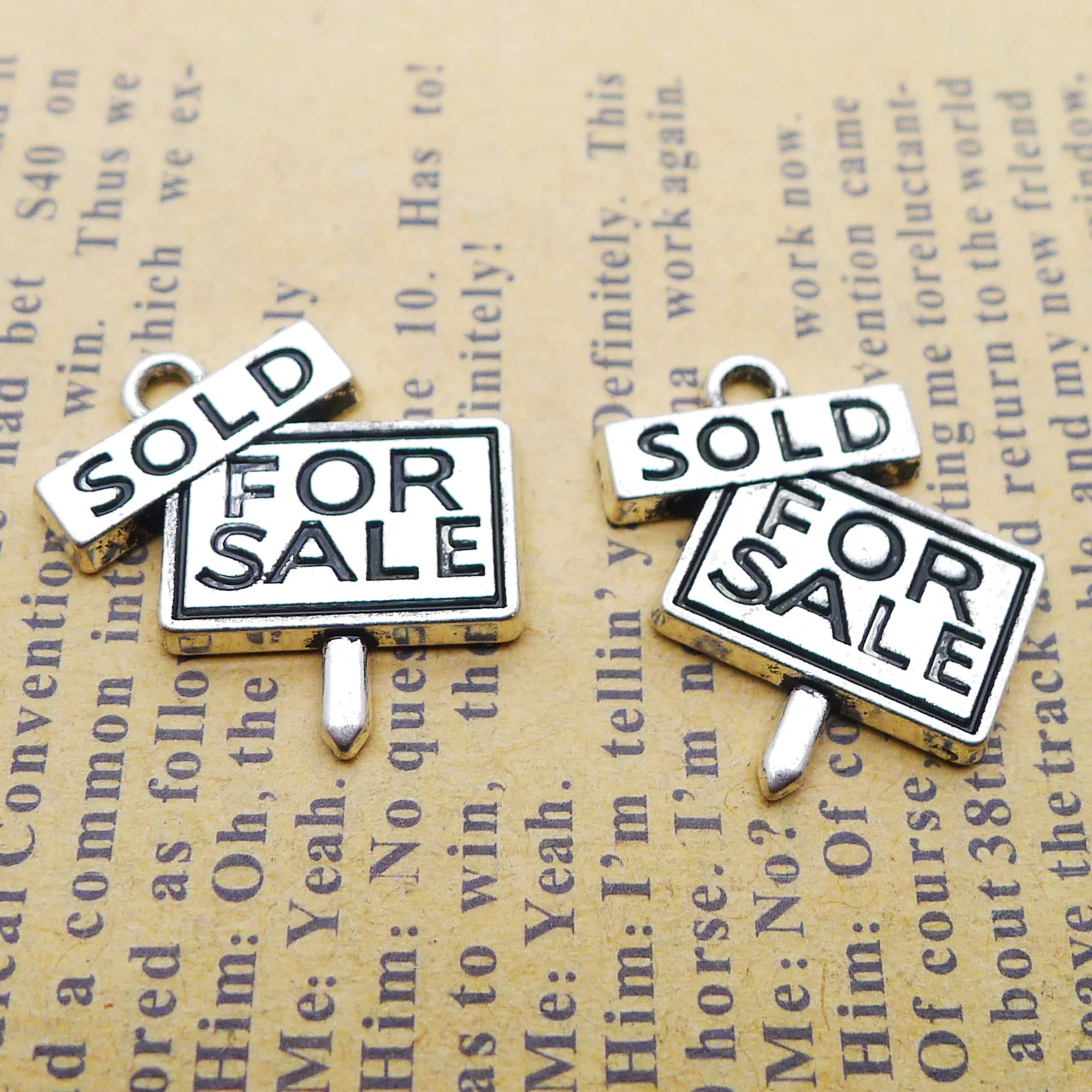 

10 PCS/Lot 19mm*20mm Antique Silver Color Word Tags Charms Printed FOR SALE For Pendant Making DIY