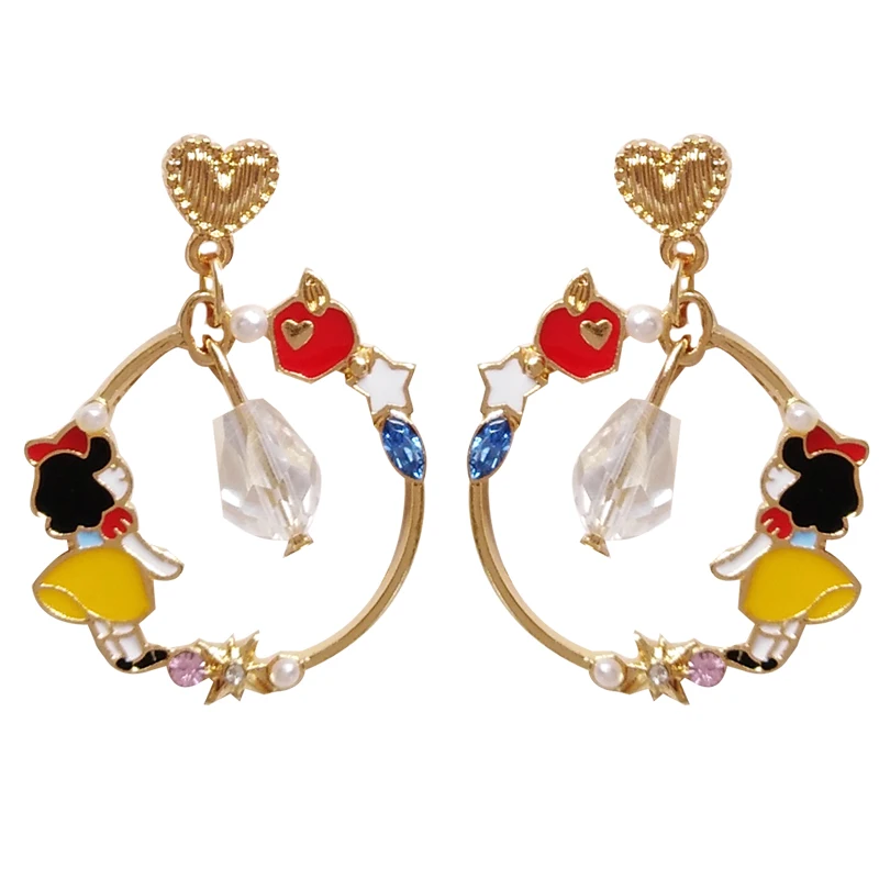 6 пара/лот модные ювелирные изделия золотая металлическая Глянцевая Белоснежка серьги для женщин