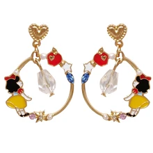 6 пара/лот модные ювелирные изделия золотая металлическая Глянцевая Белоснежка серьги для женщин