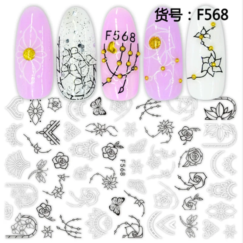 

1 Sheet 3D Letters Summer Design Nail Sticker Black Gold Leaf Sliders Nail Art Adhesive Decal Manicure Tattoos Sticker