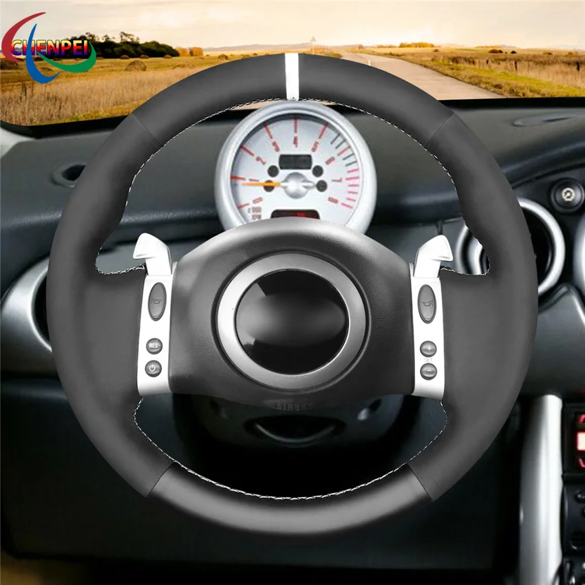 

DIY Non-slip Black Leather Car Steering Wheel Cover For Mini(Hatchback Mini R50 R52 R53) 2001-2006 Convertible 2004-2008
