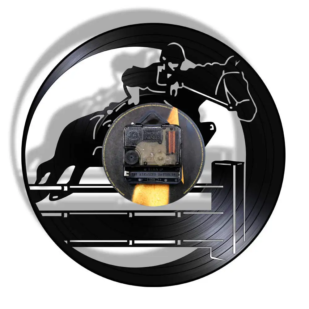 Equestrianism Hobby Vinyl Record Wall Clock Vintage Horseback Riding Sport Art Horse Rider Equestrian Vintage Clock Wall Watch