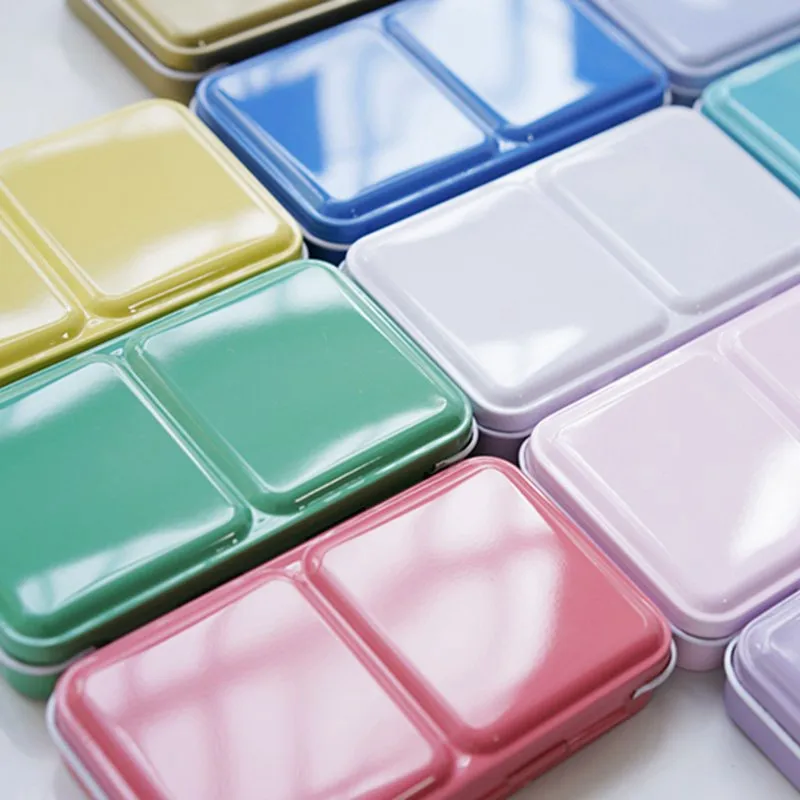 Macaron Color Empty Palette Case Tins Box Paint Storage Iron Box with 24 Half Pans For Watercolor Paints Painting Art Supplies paint tray,color palette,watercolor palette