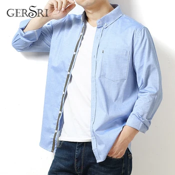 

Gersri Shirt Men Cotton Spring Autumn New Male Social Shirt Long Sleeve Fashion Business Loose Tops Brand Clothing