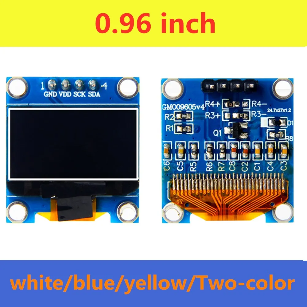 

0.96 inch OLED display 12864 LCD screen SSD1315 4PIN IIC display module HD highlight white/blue/yellow/Two-color