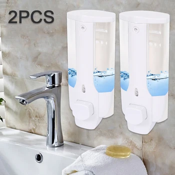 

2Pcs 350ml Liquid Soap Dispenser Pump Wall Mounted Bathroom Shampoo Soap Dispensers Kitchen Hand Sanitizer Soap Bottle Holder