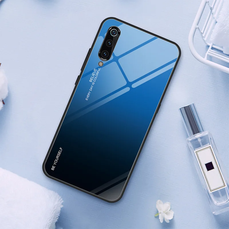 Tempered Glass Case for Xiaomi Redmi Note 7 6 K20 Pro Glossy Stained Gradient Colorful Case for Redmi 7 6A 6 Pro 5 Plus - Цвет: 07