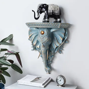 

Resin Elephant Head Wall Mural Wall Hanging Shelf Rack Home Decor Vase Ledge European Holder Board TV Livingroom Decor M4197