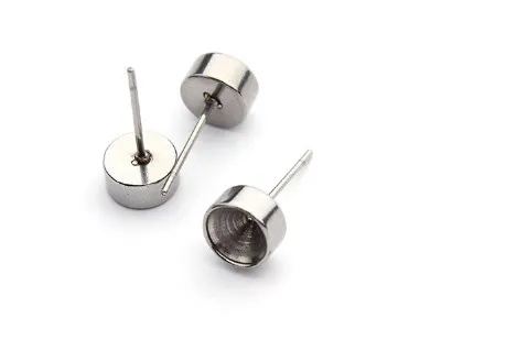 

100pcs/lot 6*14mm Stainless Steel Blank Post Earring Studs Base Pins With Plug Findings Ear Back For DIY Jewelry Making