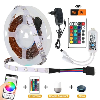 

RGB LED Strip Light SMD 2835 5M Waterproof RGB Tape DC12V Ribbon diode led Strips Light Flexible Stripe Lamp IR WIFI Controller