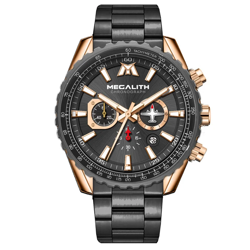 

Relogio Masculino 2019 MEGALITH Sport Watch Men Aircraft Pointer Date Calendar Mens Watches Luxury Waterproof Quartz Watch Gents