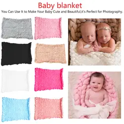 Вязаные крючки для вязания шерстью одеяло для новорожденного реквизит для фотосъемки массивное вязаное одеяло корзина наполнитель