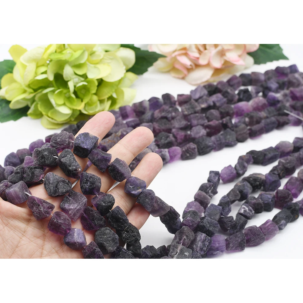 11-13x15-18mm AAAA Natural Amethyst rectangle Rough Original stone Beads For DIY necklace bracelet jewelry 15 
