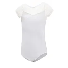 Новинка, гимнастическая одежда с коротким рукавом, сетчатая гимнастическая одежда для балета, Одежда для танцев, гимнастический купальник для девочек