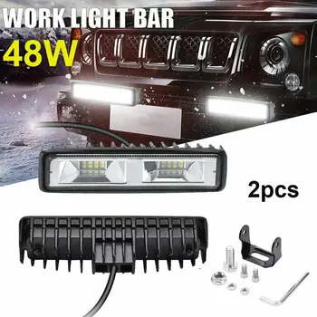 

2 Pcs 48W LED Work Light Bar New Headlight Car Light 9V-40V Flood Spot Lights Driving Fog Lamp Bar Car Offroad Truck SUV