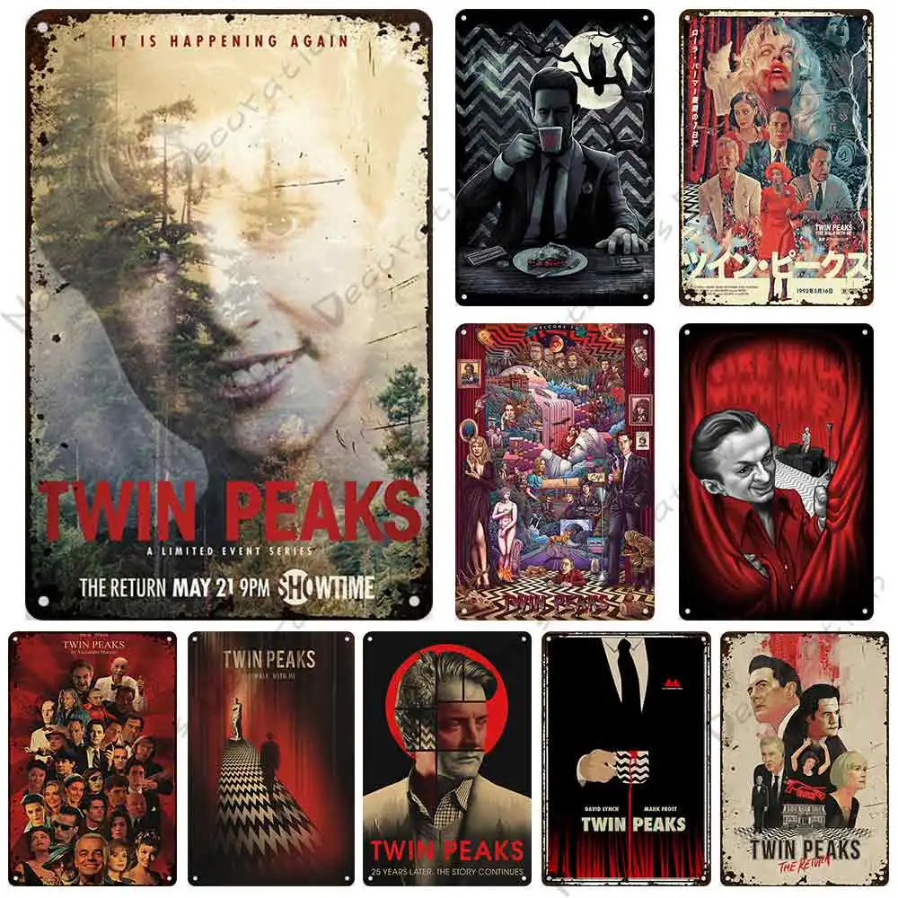 Twin Peaks Classic Poster Tv Metal Tin Sign Segni In Metallo Arrugginito Poster Vintage Home Bar Pub Vintage Metal Poster Industrial Decor